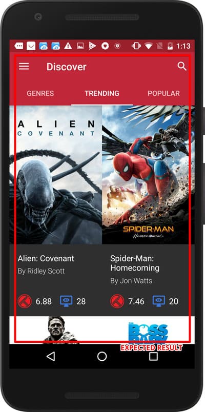 Le bouton DISCOVER MOVIES ne redirige pas vers l’écran Discover
