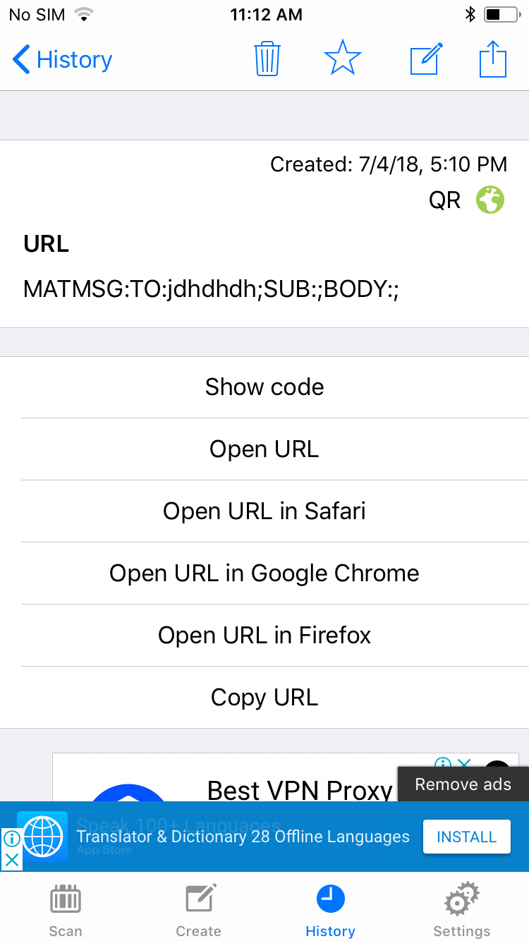 Un « QR par e-mail » avec une adresse e-mail incorrecte est créé comme un « QR d’URL »