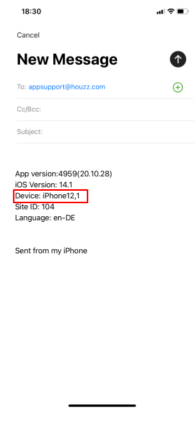 Le mauvais modèle d’appareil s’affiche dans le formulaire « Contacter le support » des paramètres du « Profil »