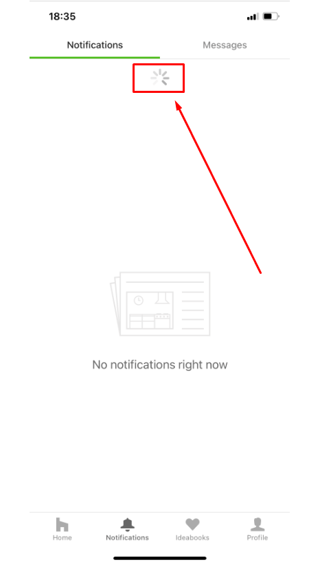 L’icône de chargement est figée en haut de l’onglet « Notifications » une fois la connexion Internet perdue