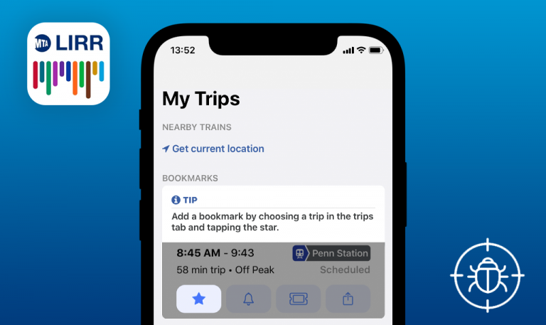 Bugs trouvés dans LIRR TrainTime pour iOS
