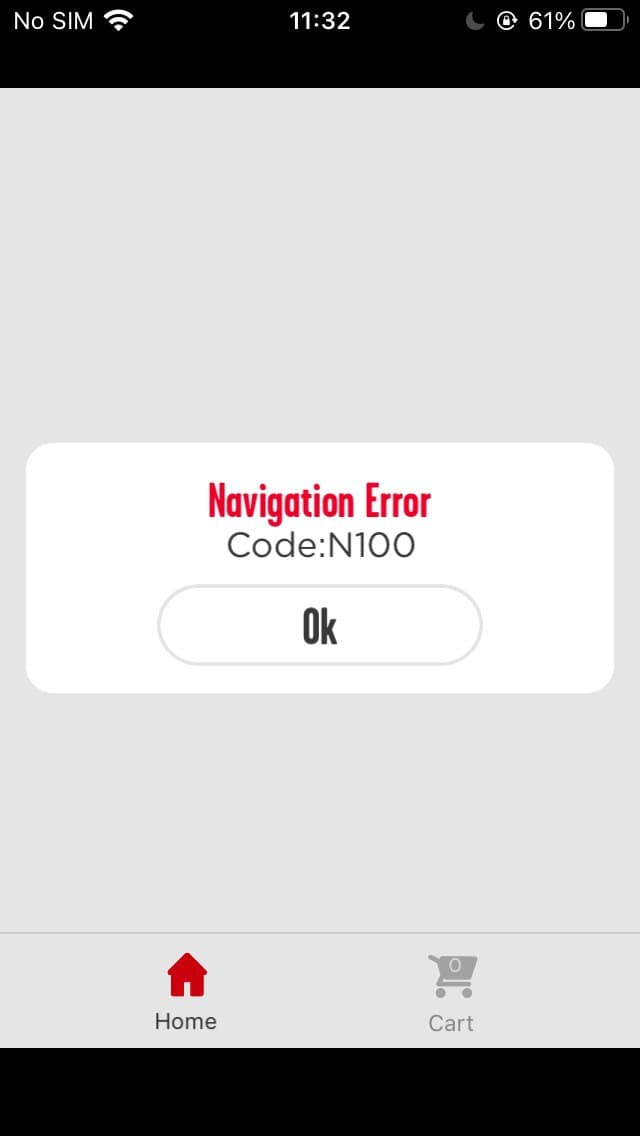 Une erreur de navigation (Code 101) apparaît après avoir appuyé sur le bouton « Commencer la commande »