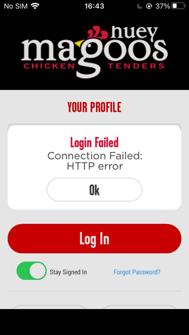 Échec de la connexion : un message d’erreur HTTP apparaît après avoir appuyé sur le bouton « Se connecter »