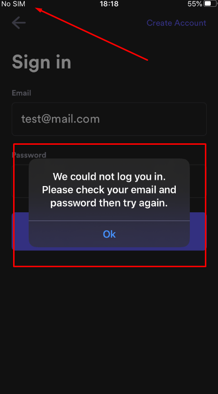 Une mauvaise erreur de validation s’affiche lorsque l’utilisateur se connecte avec la connexion Internet désactivée