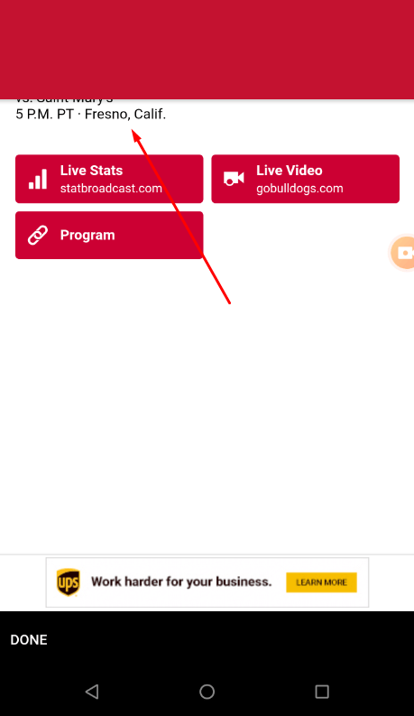 Les informations de l’événement sur la page « Programme » sont superposées à l’en-tête