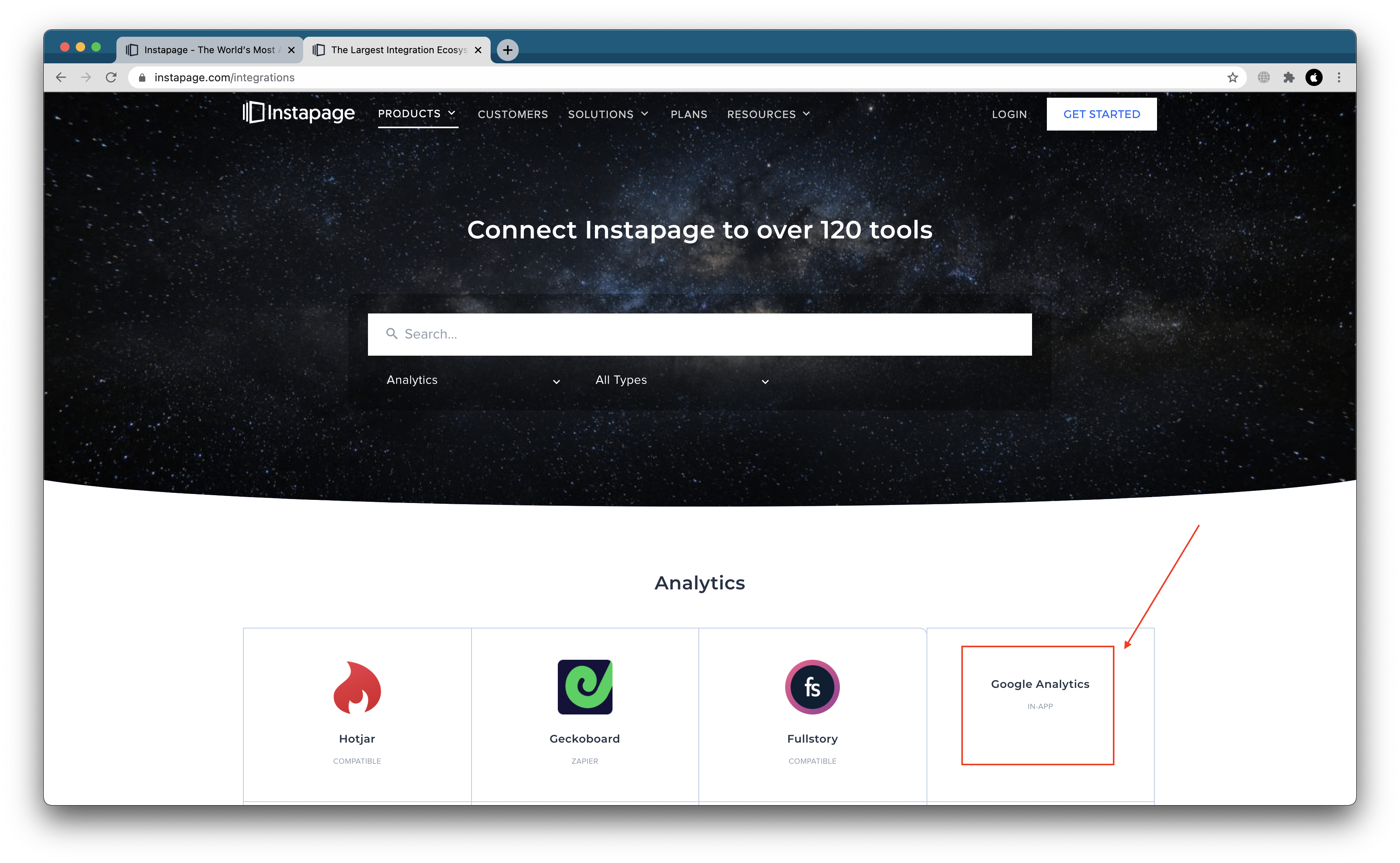 L’icône Google Analytics est manquante
