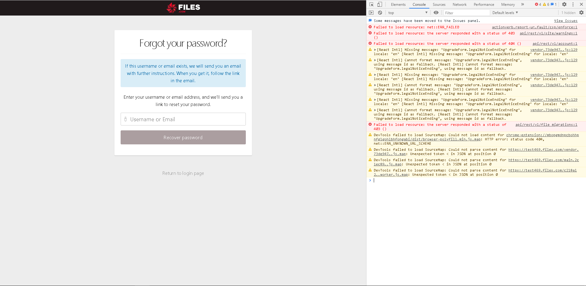 L’utilisateur peut envoyer une demande de récupération de mot de passe à un e-mail non enregistré