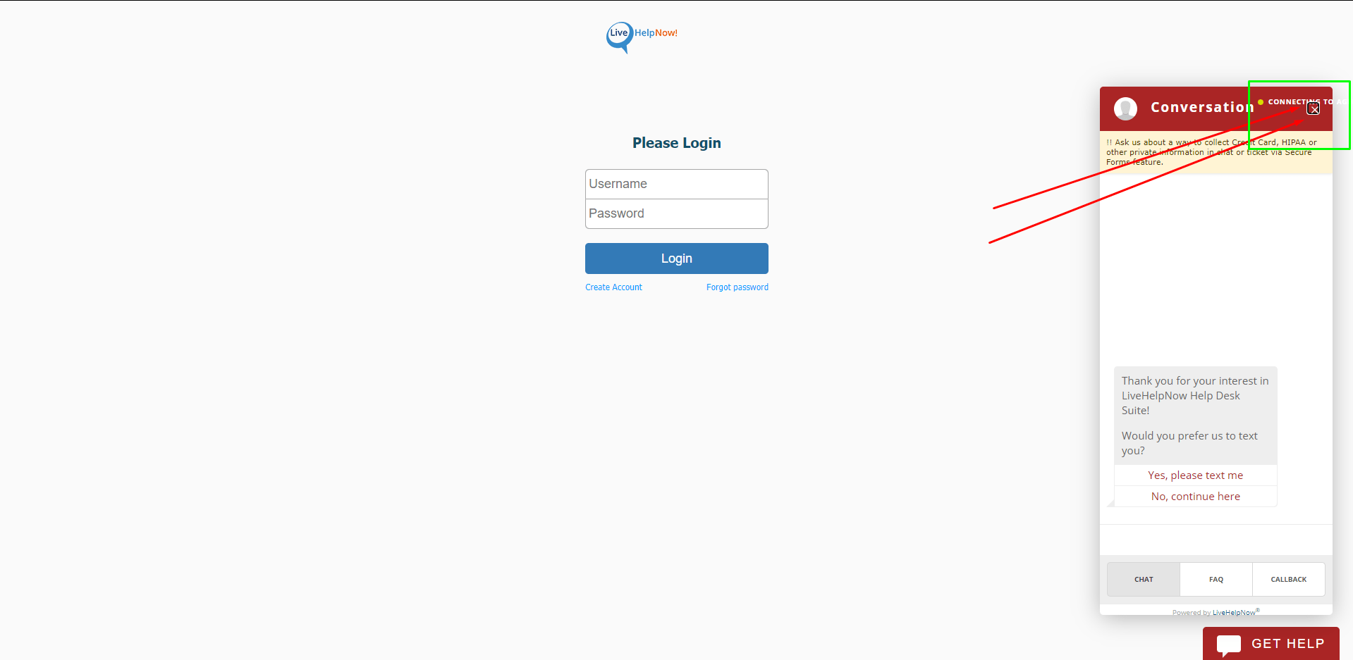 Le texte « Connecting to agent » et le bouton « X » sont décalés dans la fenêtre contextuelle « Live Chat »