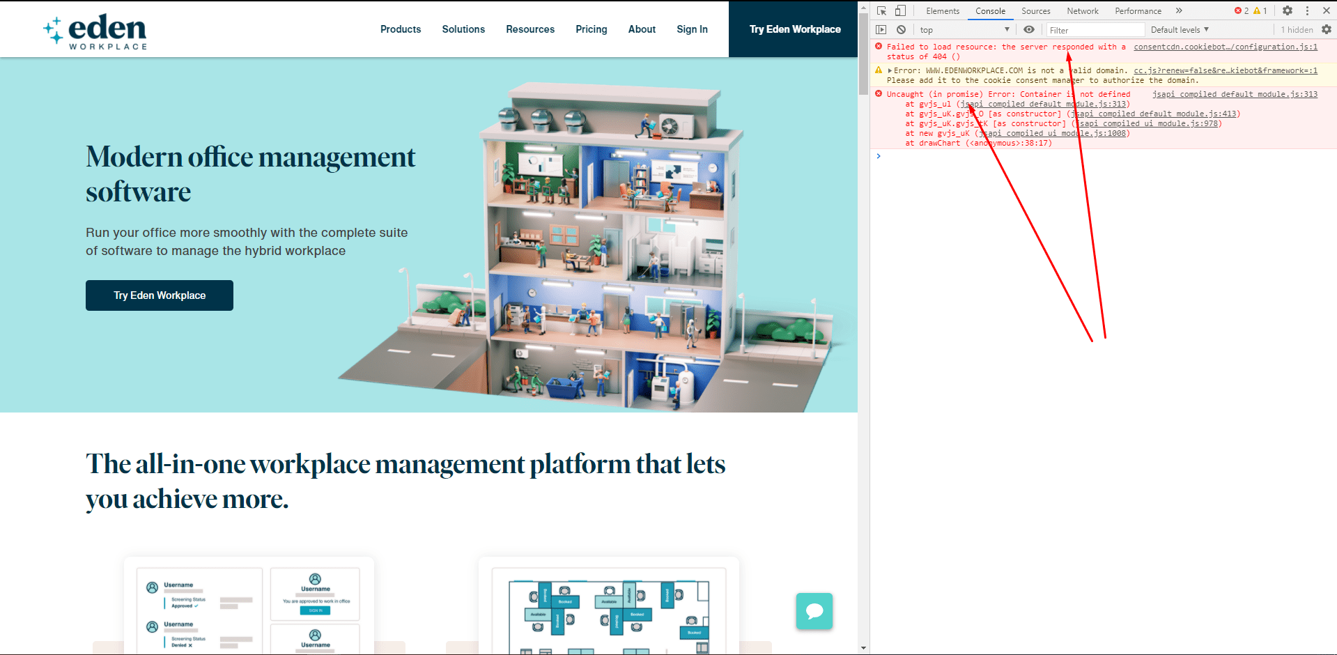 Des erreurs apparaissent dans la console lors de la navigation sur le site
