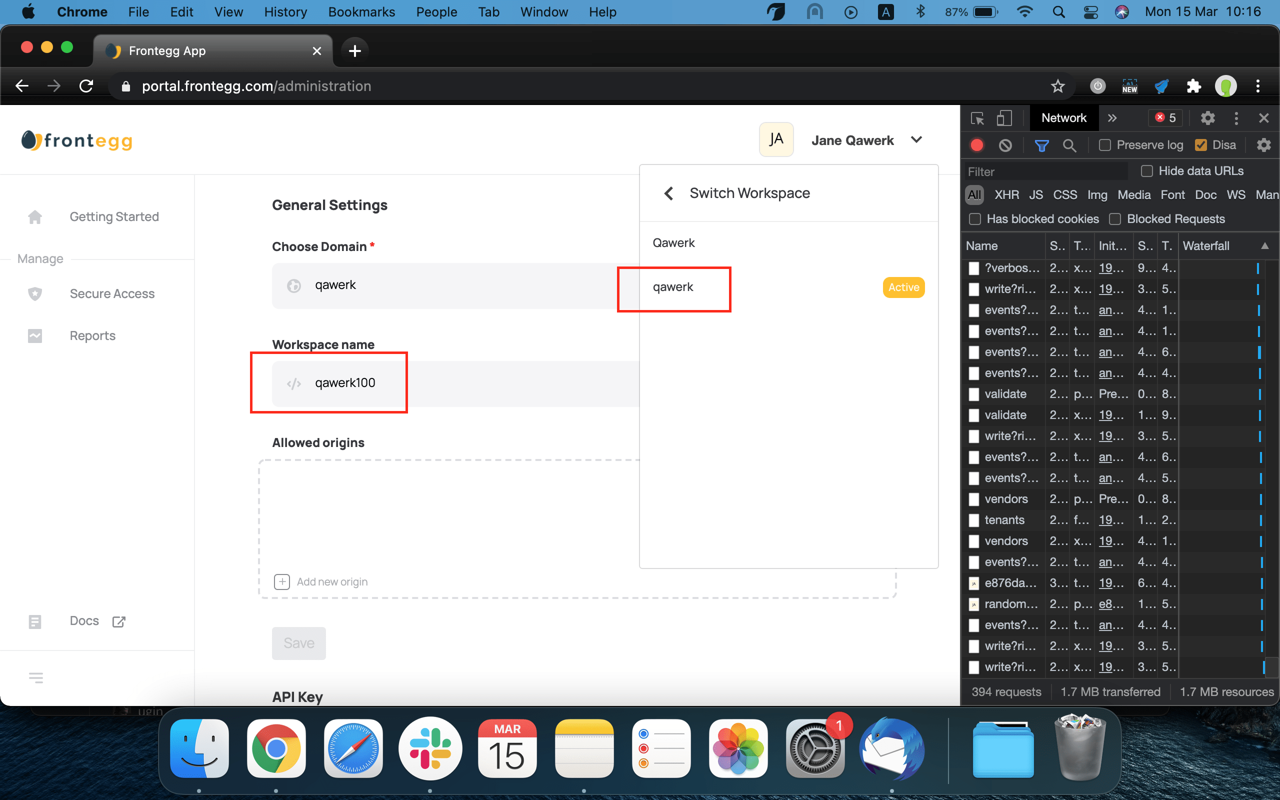 Le workspace dans le menu utilisateur n’est pas renommé immédiatement après sa modification dans les Paramètres