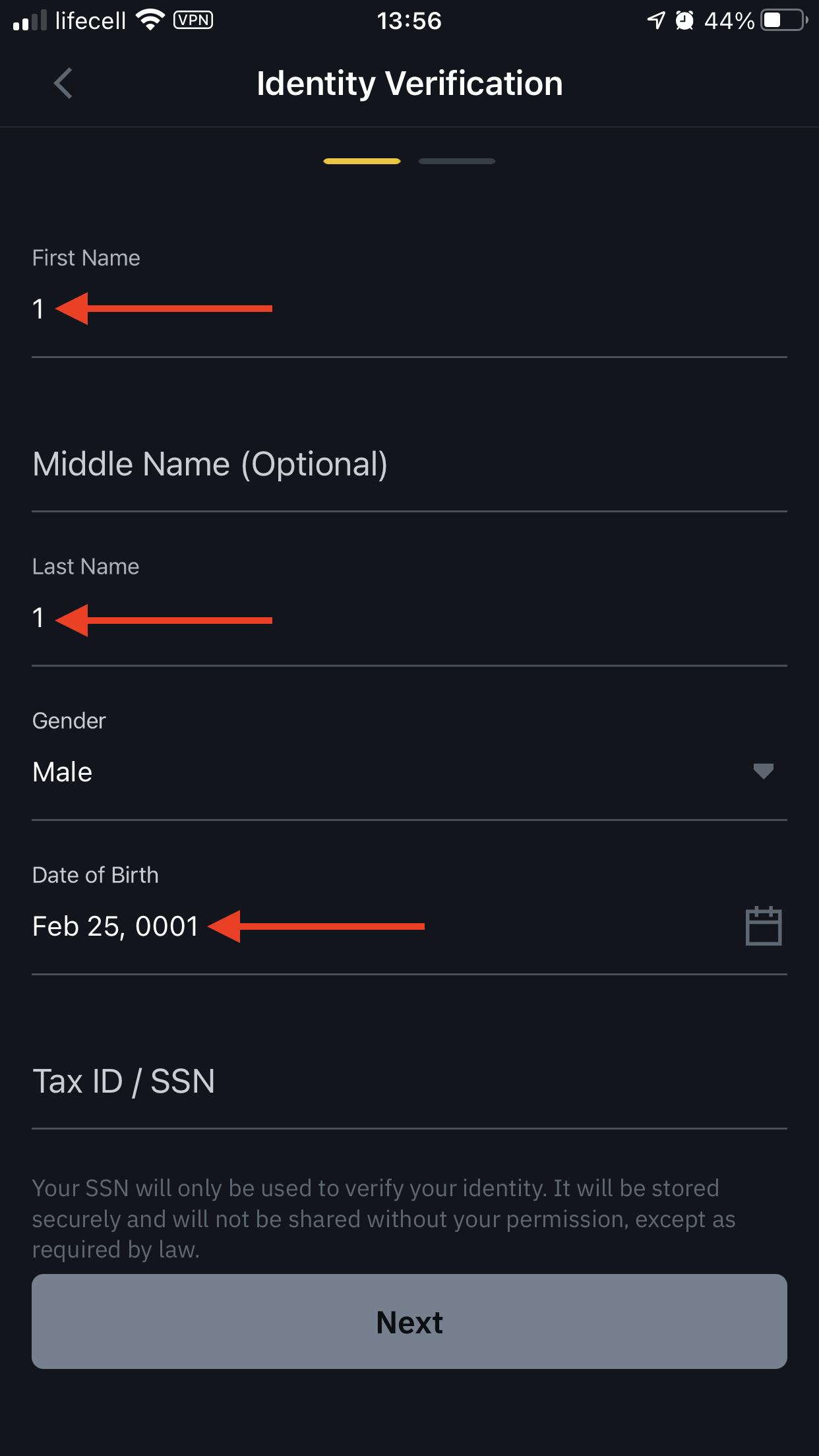 Validation incorrecte du nom et de la date de naissance