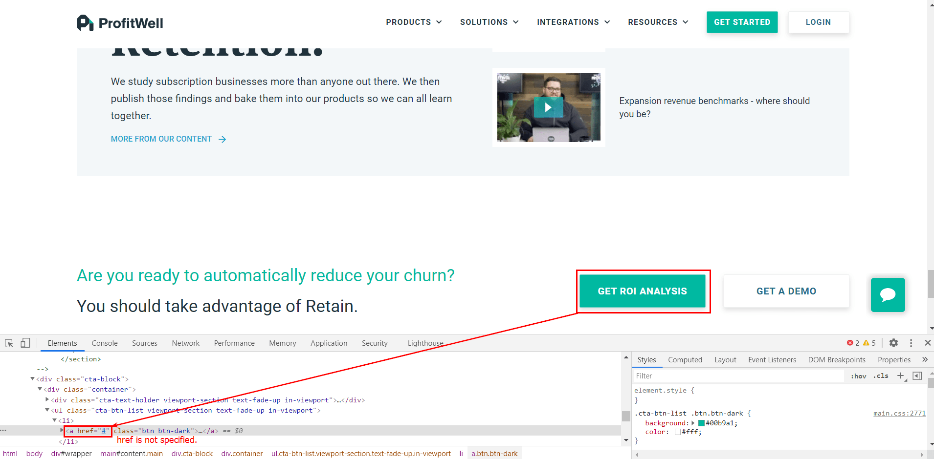 Le bouton ’Get Roi Analysis’ ne fonctionne pas correctement