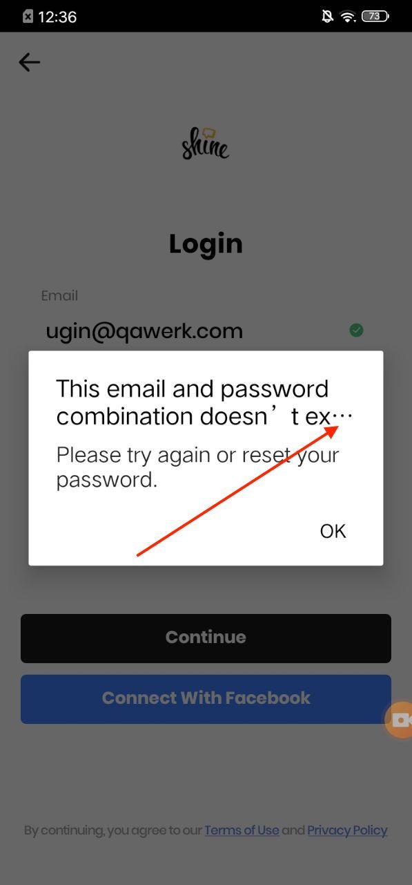 Le message d’erreur d’identifiants incorrects est coupé