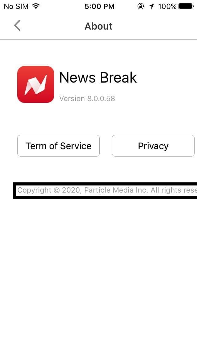 Le texte « Tous droits réservés » n’est pas entièrement affiché dans la section « À propos » de l’application.