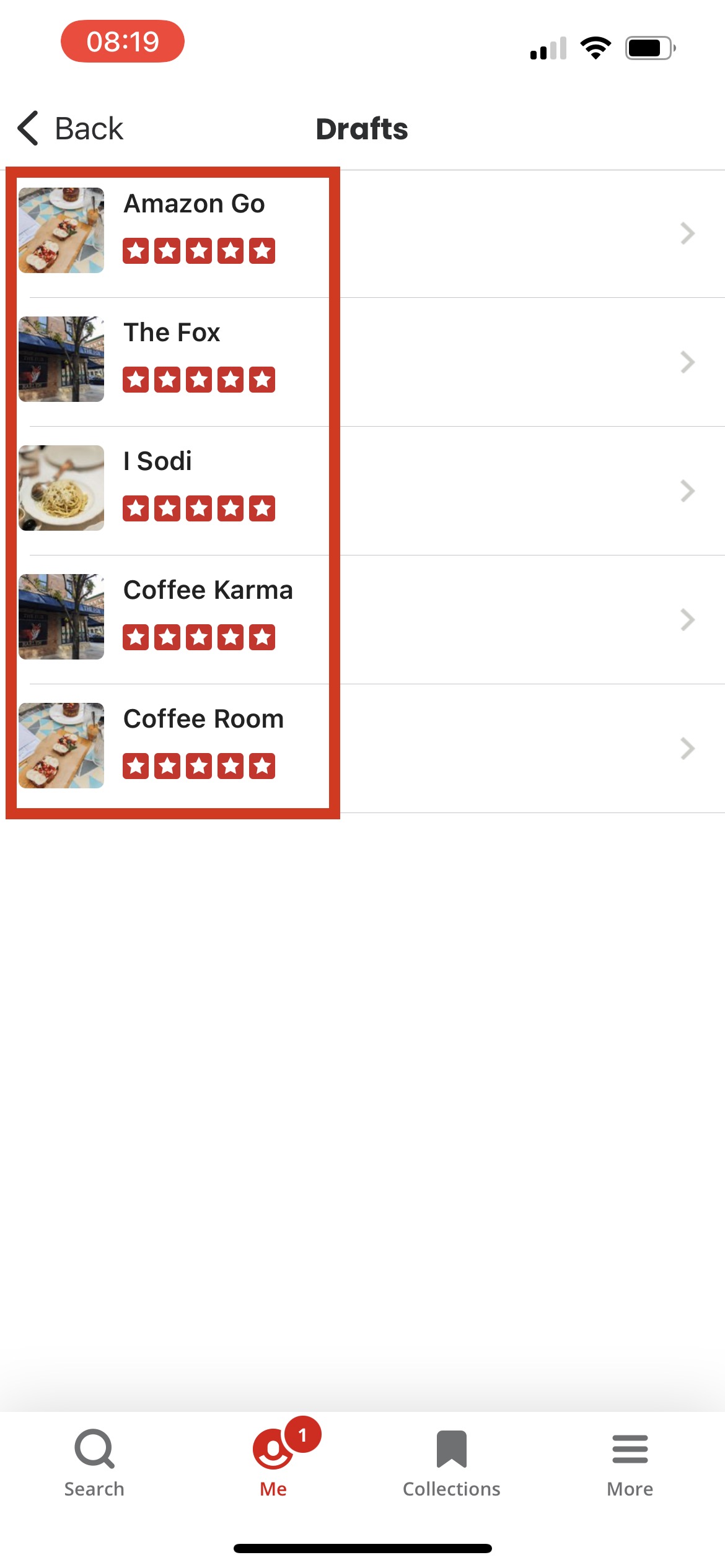 Les icônes de restaurants sont remplacées dans 