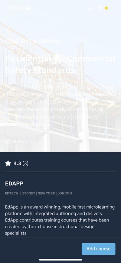 Le titre et la description du cours sont difficiles à lire