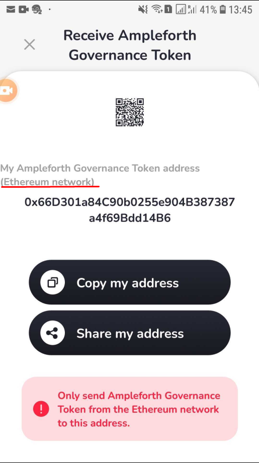Réception de jeton - le titre de l’adresse est décalé vers la gauche pour les cryptomonnaies aux noms longs