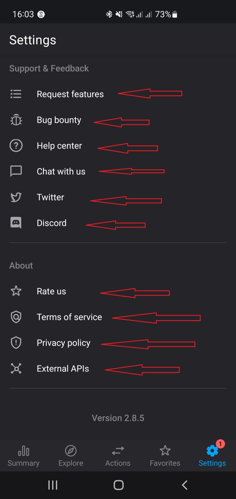 Aucun bogue trouvé lors de l’ouverture de tous les modules/liens de l’onglet « Settings »