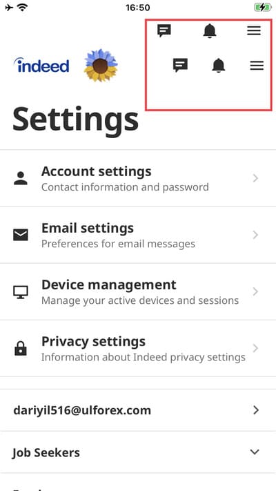 Les icônes « message », « cloche » et « menu » sont dupliquées après la connexion de l’utilisateur