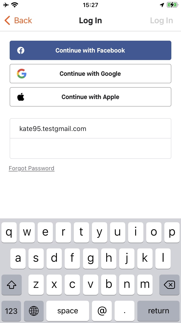 Aucun bug constaté lors de la tentative de connexion avec un e-mail invalide