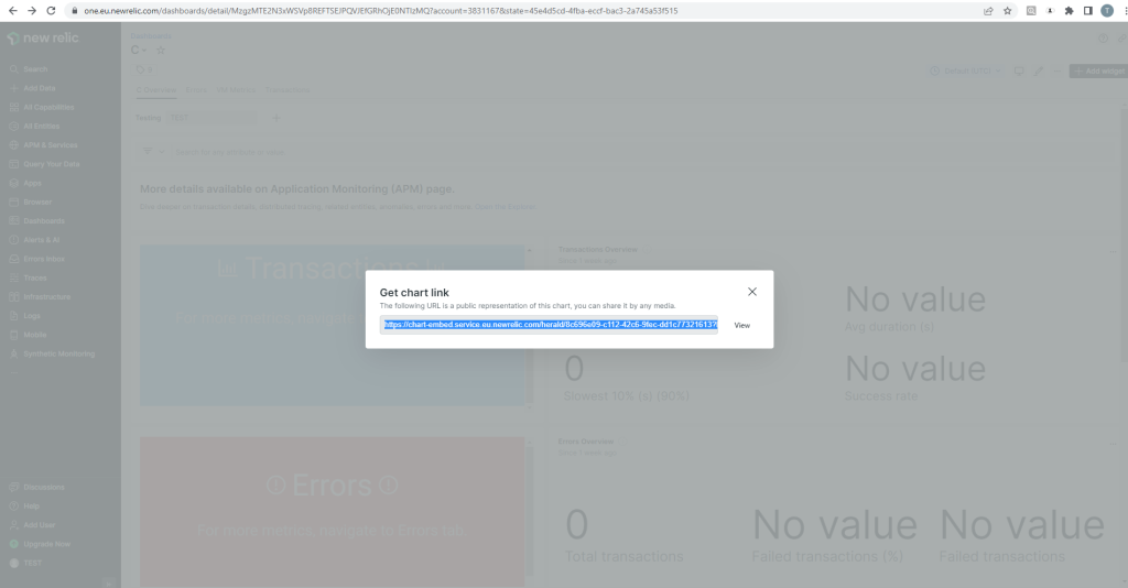 Aucun bug trouvé après vérification de la possibilité d’obtenir le lien/l’image d’un graphique depuis ’Tableau de bord’