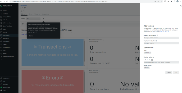 Aucun bug trouvé après l’ajout d’une nouvelle variable à un tableau de bord existant