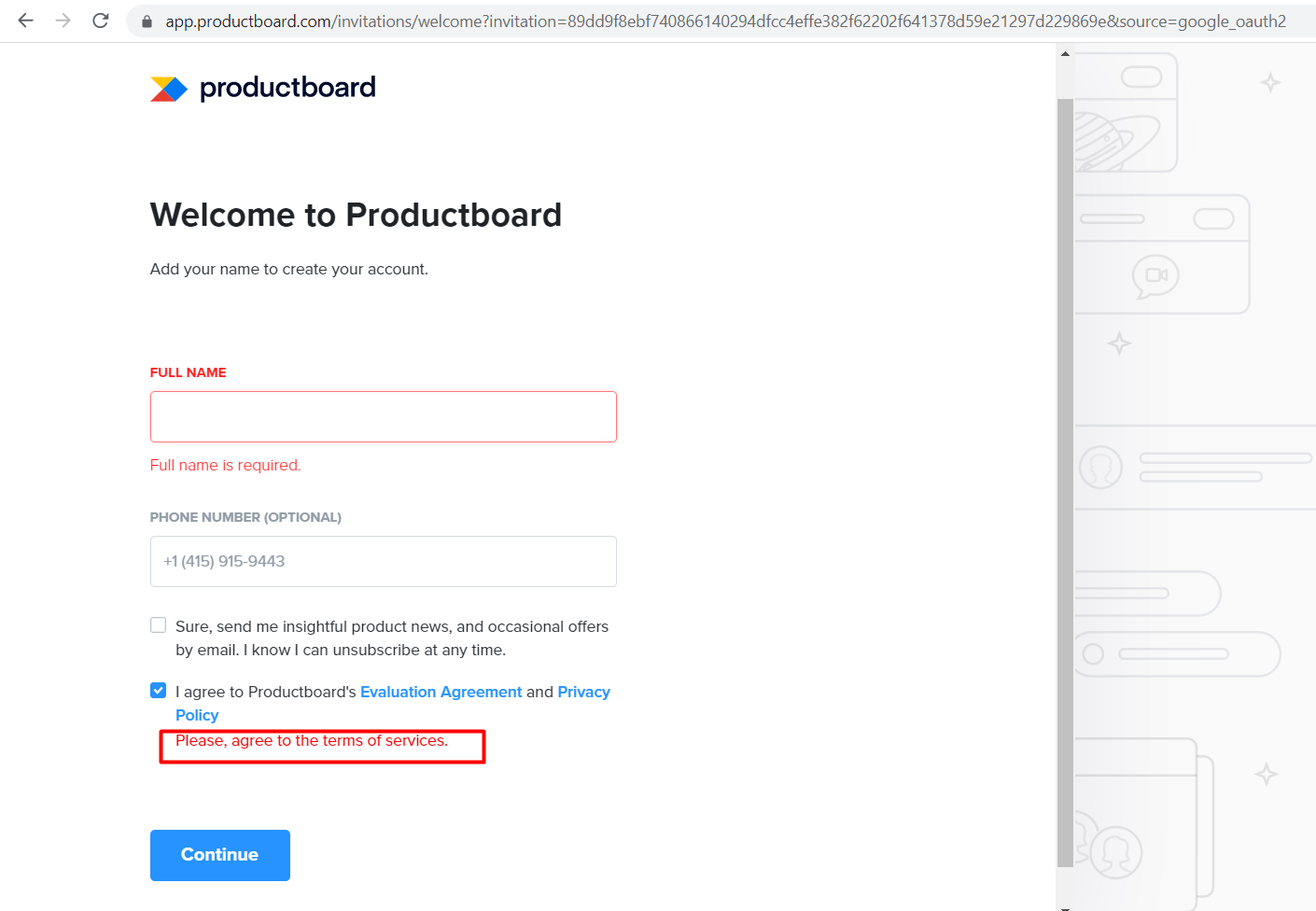 Les messages de validation sur le formulaire « Inscription » ne fonctionnent pas correctement
