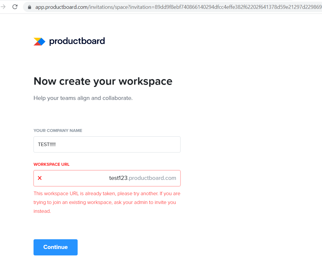L’URL de l’espace de travail n’est pas mise à jour après avoir entré une nouvelle valeur dans le champ « Nom de votre entreprise »
