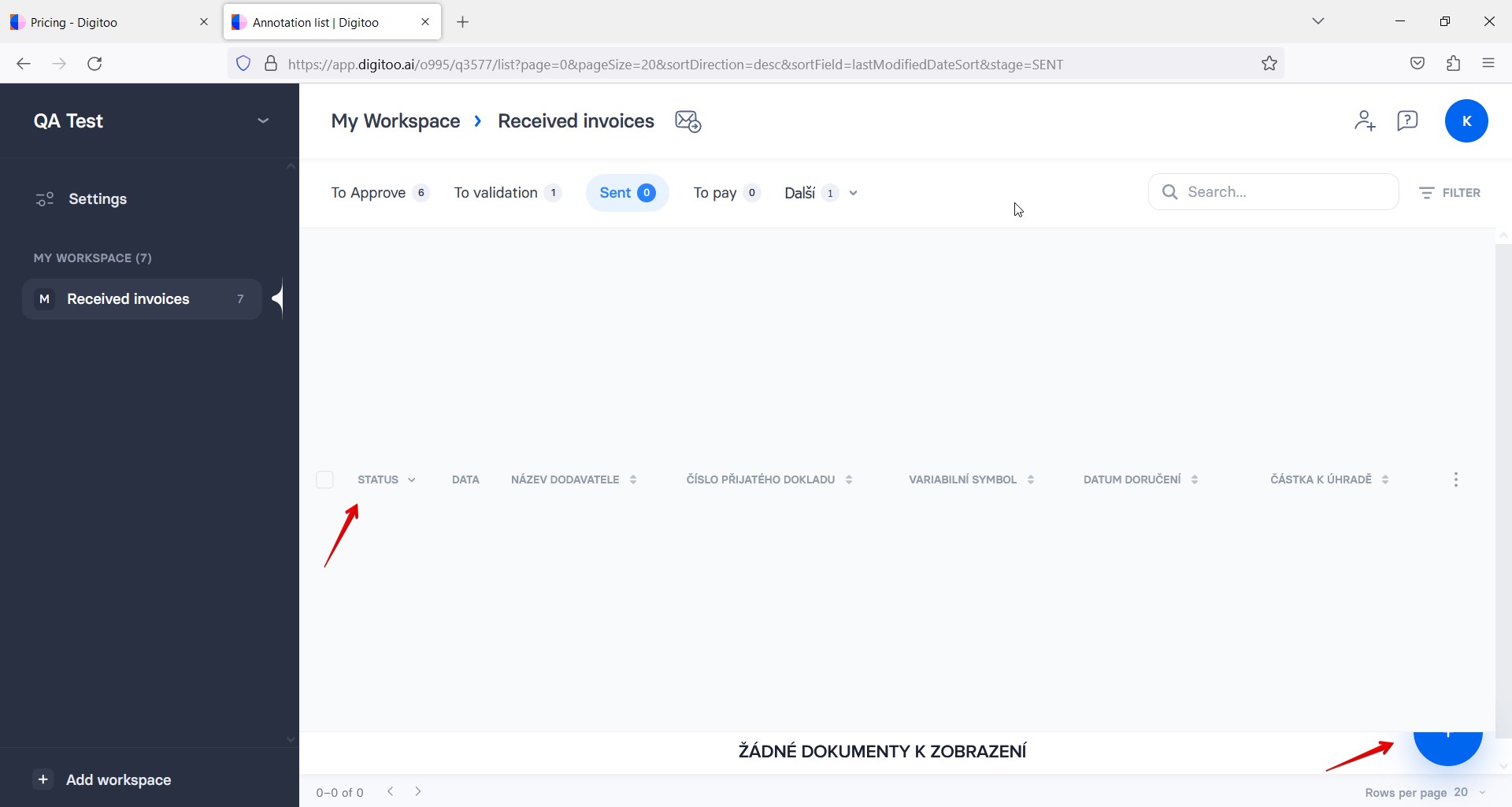 La mise en page de la page « Factures reçues » est incorrecte lorsque des documents n’ont pas encore été téléchargés