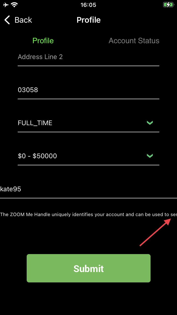 La description ZoomMe est tronquée sur la page « Profil »