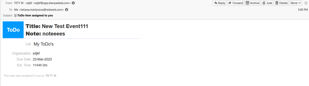 Aucun bug trouvé après l’ajout d’une tâche à faire au calendrier