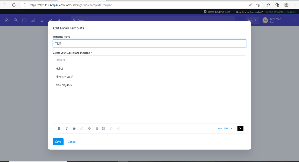 Aucun bug trouvé après l’ajout d’un nouveau modèle d’e-mail à « Projets »