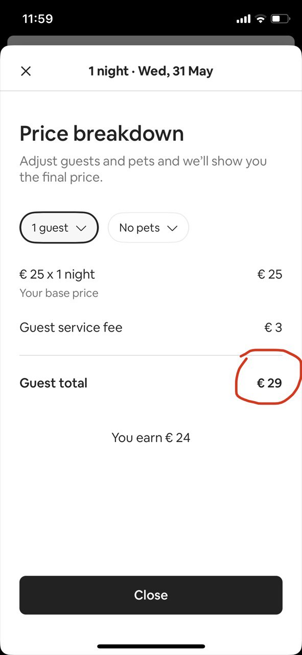 Le « Total invité » est calculé incorrectement sur la page « Récapitulatif des prix »