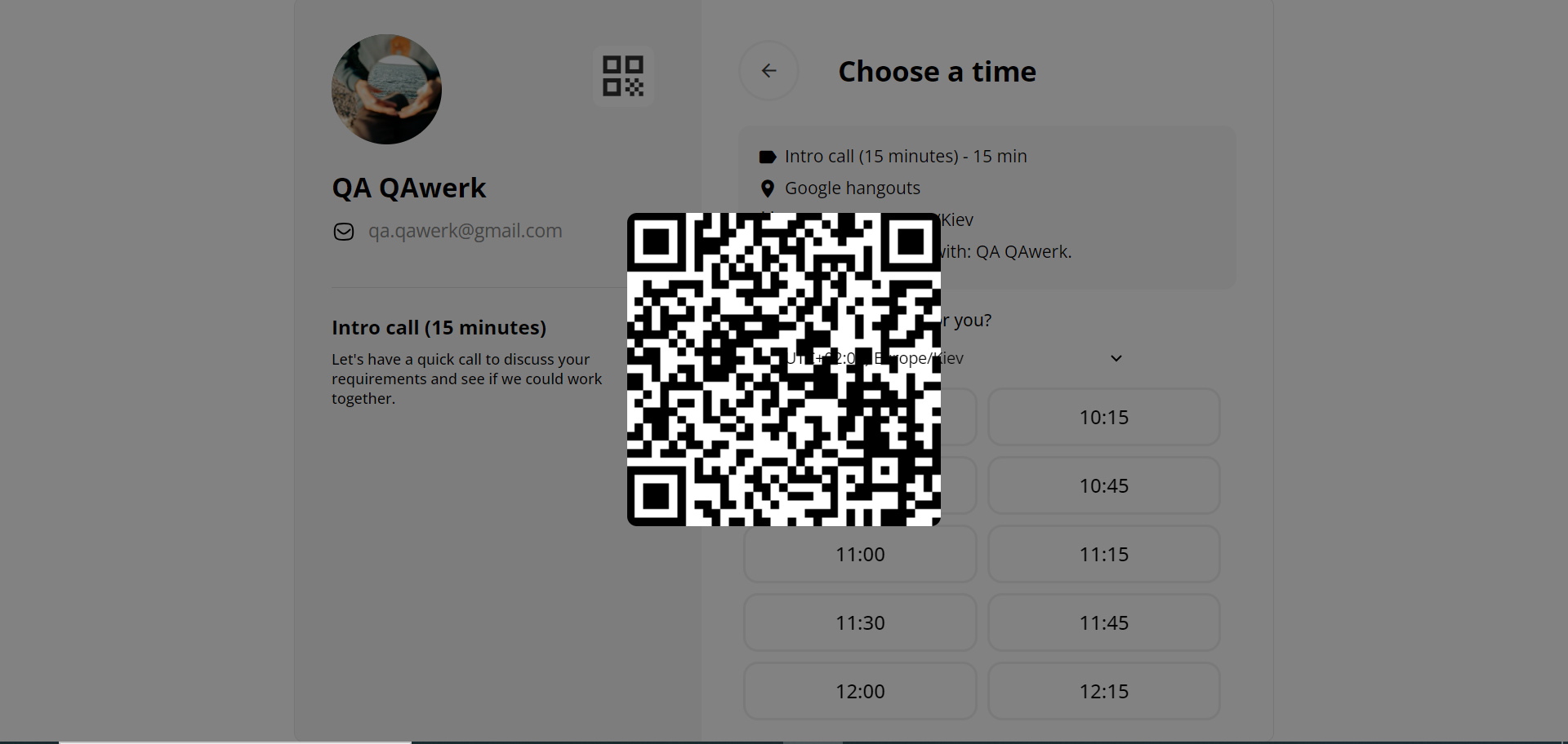 Le bloc de fuseau horaire chevauche le code QR