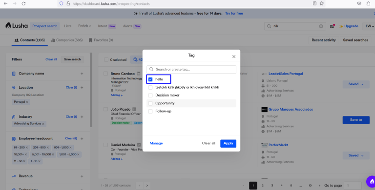 Aucun bug trouvé après l’ajout d’un nouveau tag à un contact