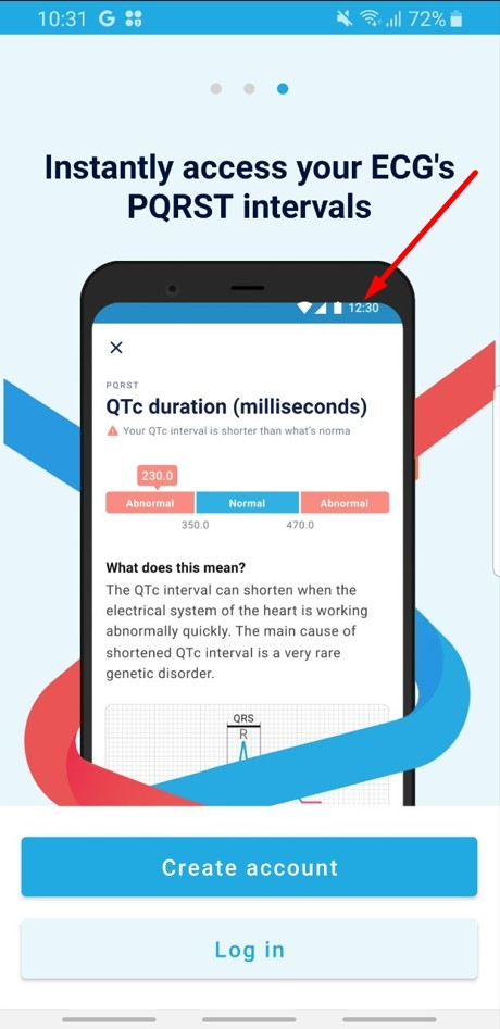 La barre d’état sur la capture d’écran est superposée au cadre du modèle d’appareil