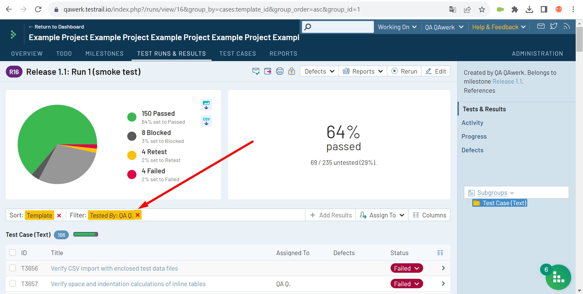 Le bouton de fermeture pour les filtres est décalé vers le haut