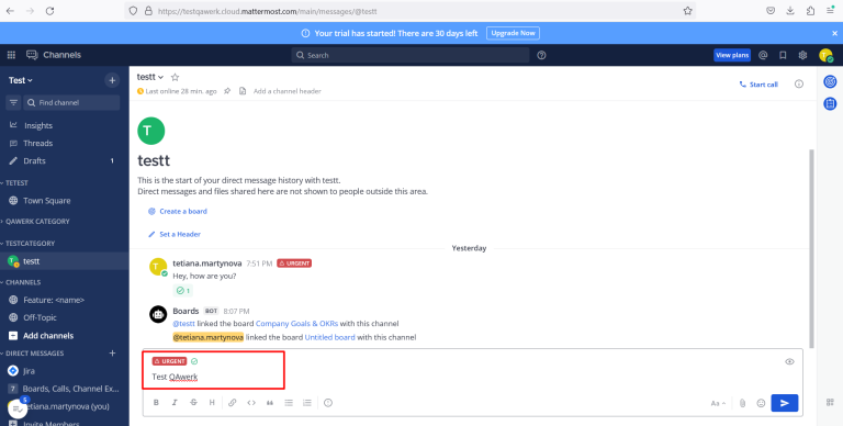 Aucun bug trouvé après l’envoi d’un message urgent à un membre nouvellement créé