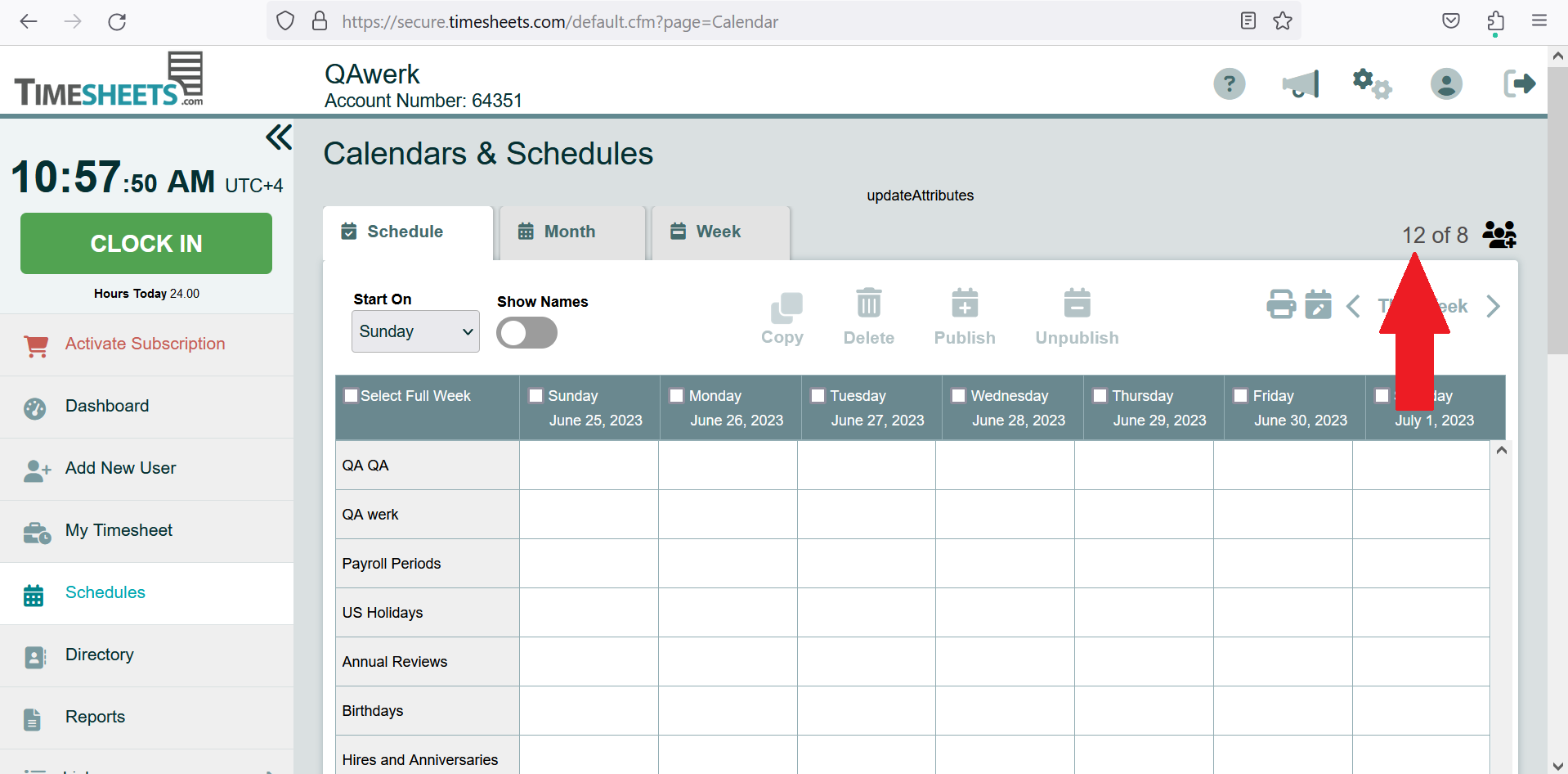 Le filtre des plannings affiche plus d’options que le nombre maximum autorisé de filtres