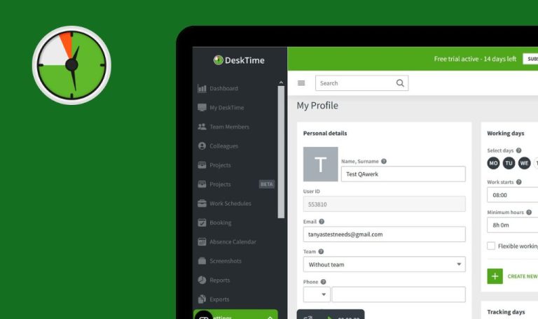 Bugs trouvés dans DeskTime SaaS