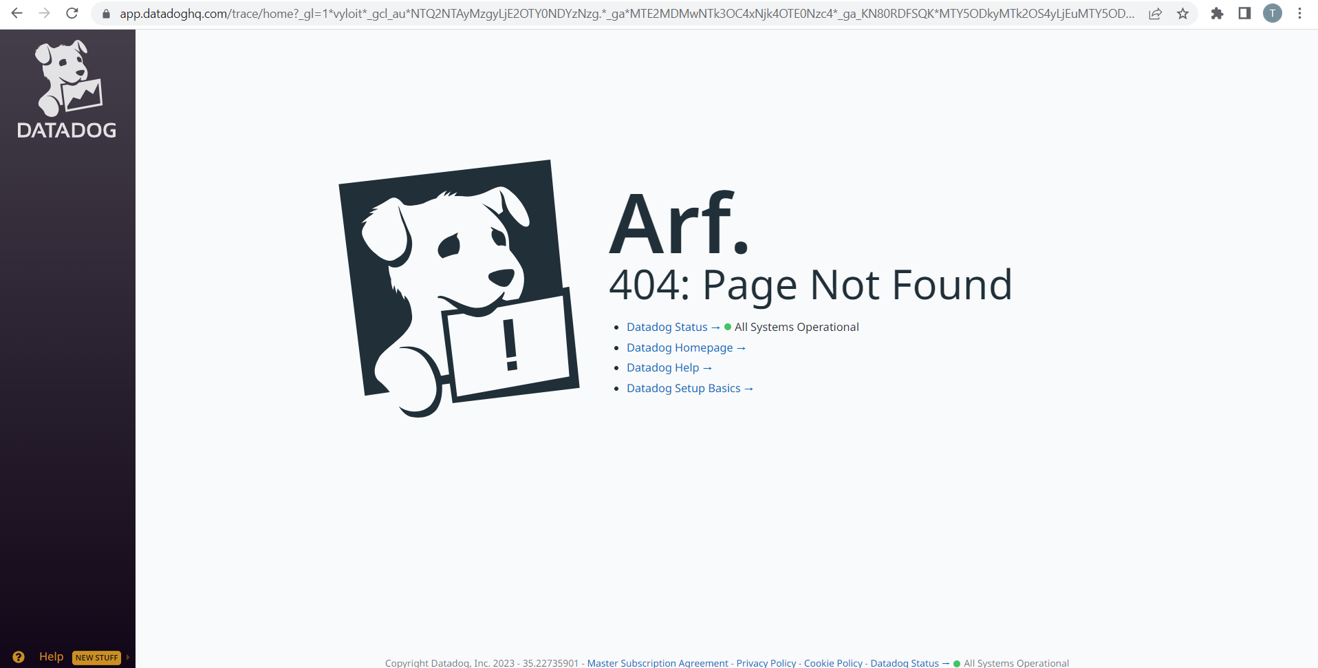 Erreur 404 sur le lien Datadog APM de la page « Annonce de l’APM de nouvelle génération »