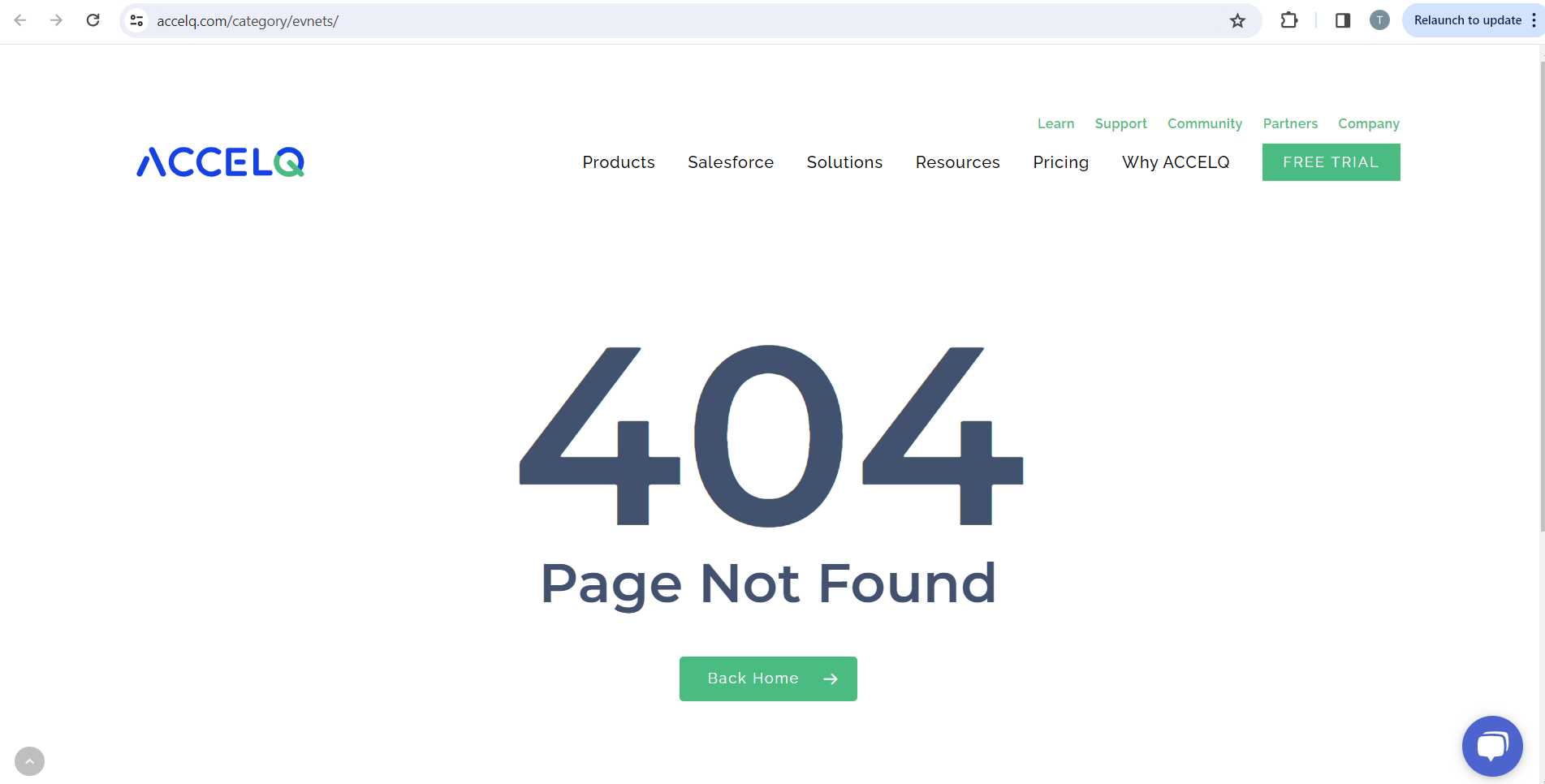 Une erreur 404 s’affiche après avoir cliqué sur le lien « Actualités »