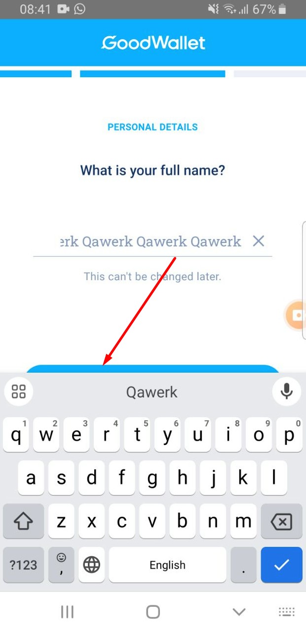 Le clavier masque le bouton « Suivant »