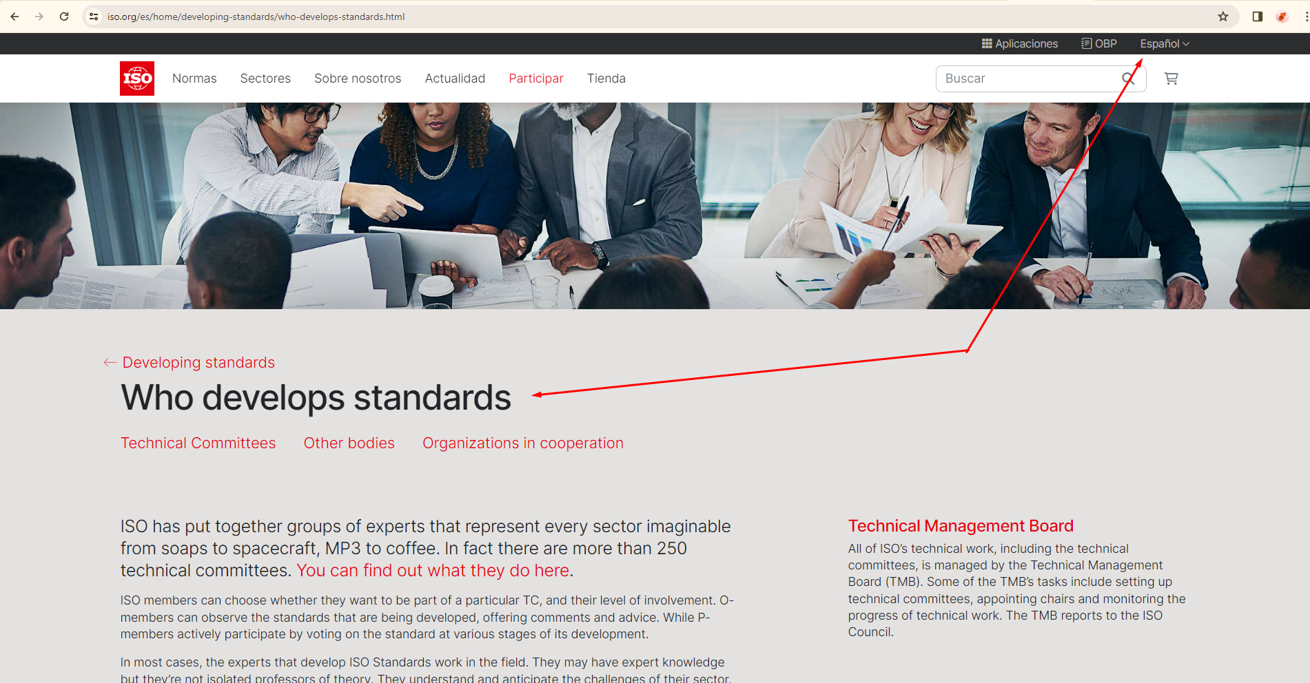 La page « Ressources » n’est pas disponible en espagnol