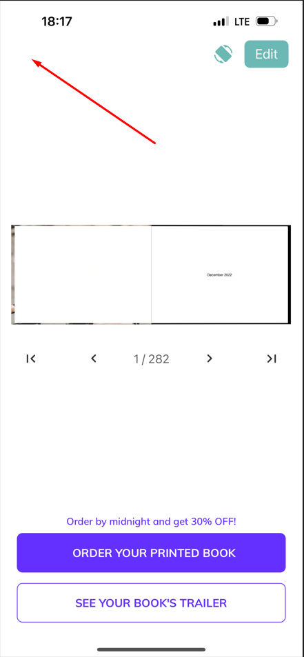 Le bouton « Retour » n’est pas affiché en haut à gauche sur la page de détail du pastbook