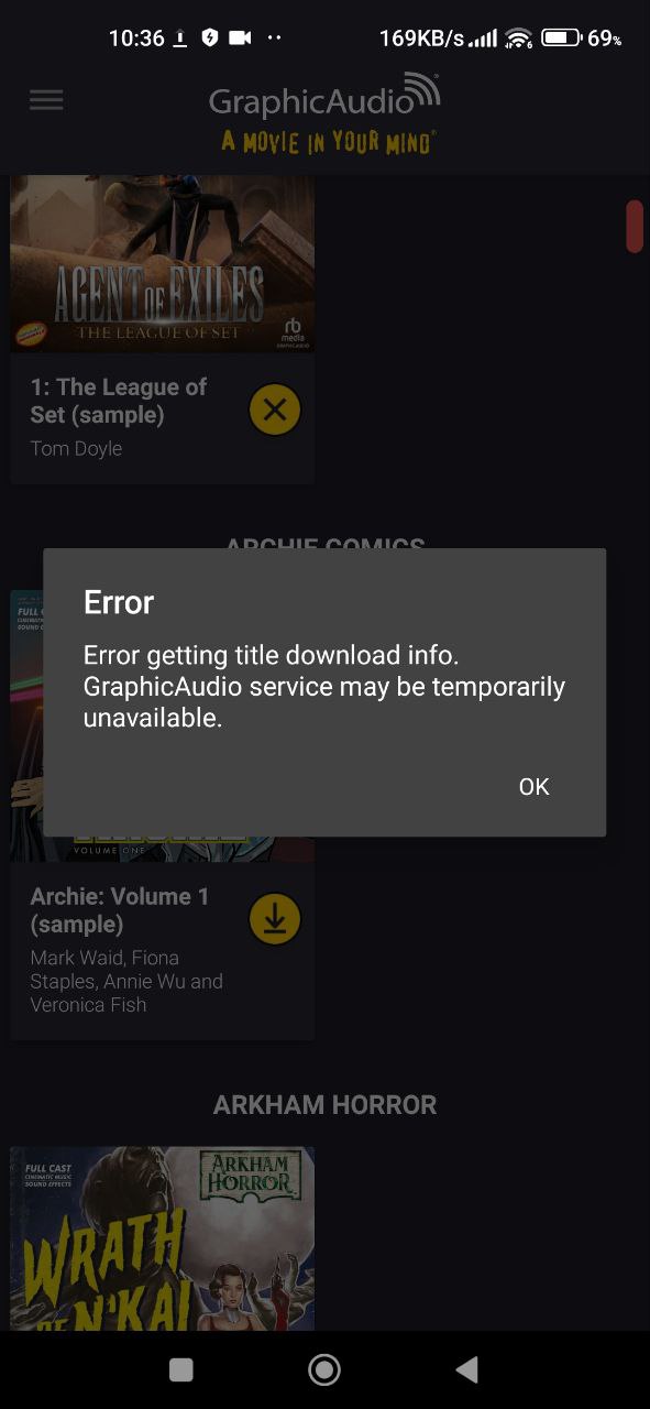 Erreur rencontrée lors du processus de téléchargement audio