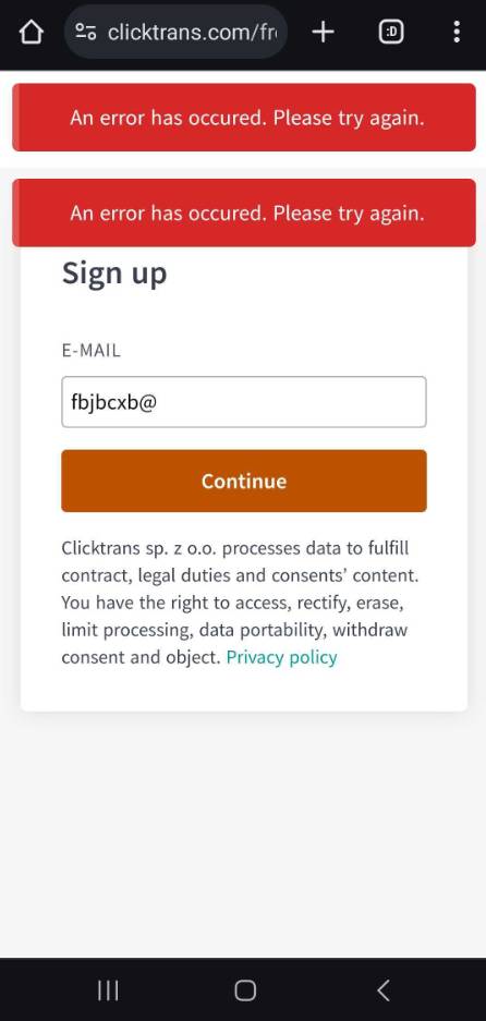 Message d’erreur ambigu pour une saisie d’e-mail incorrecte