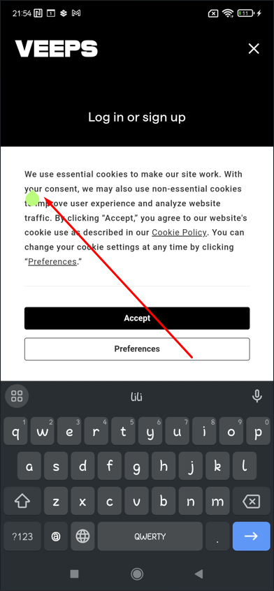 La fenêtre contextuelle « Politique relative aux cookies » remplace la saisie de l’e-mail lors de l’inscription