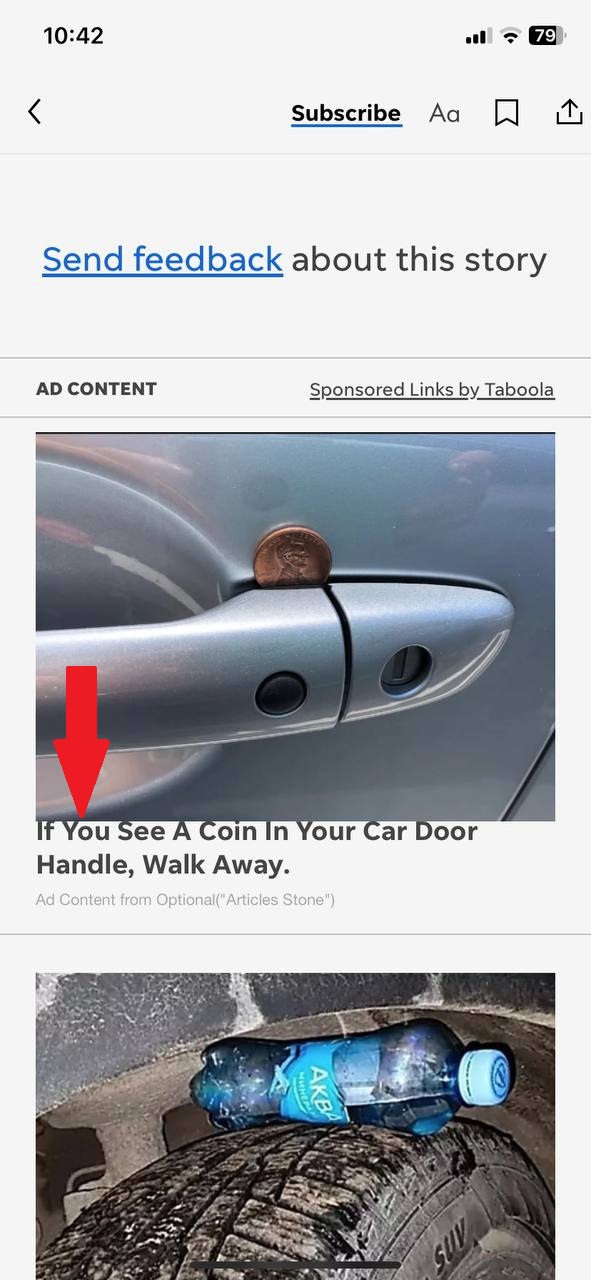 Le titre de l’article de presse chevauche l’image de l’article