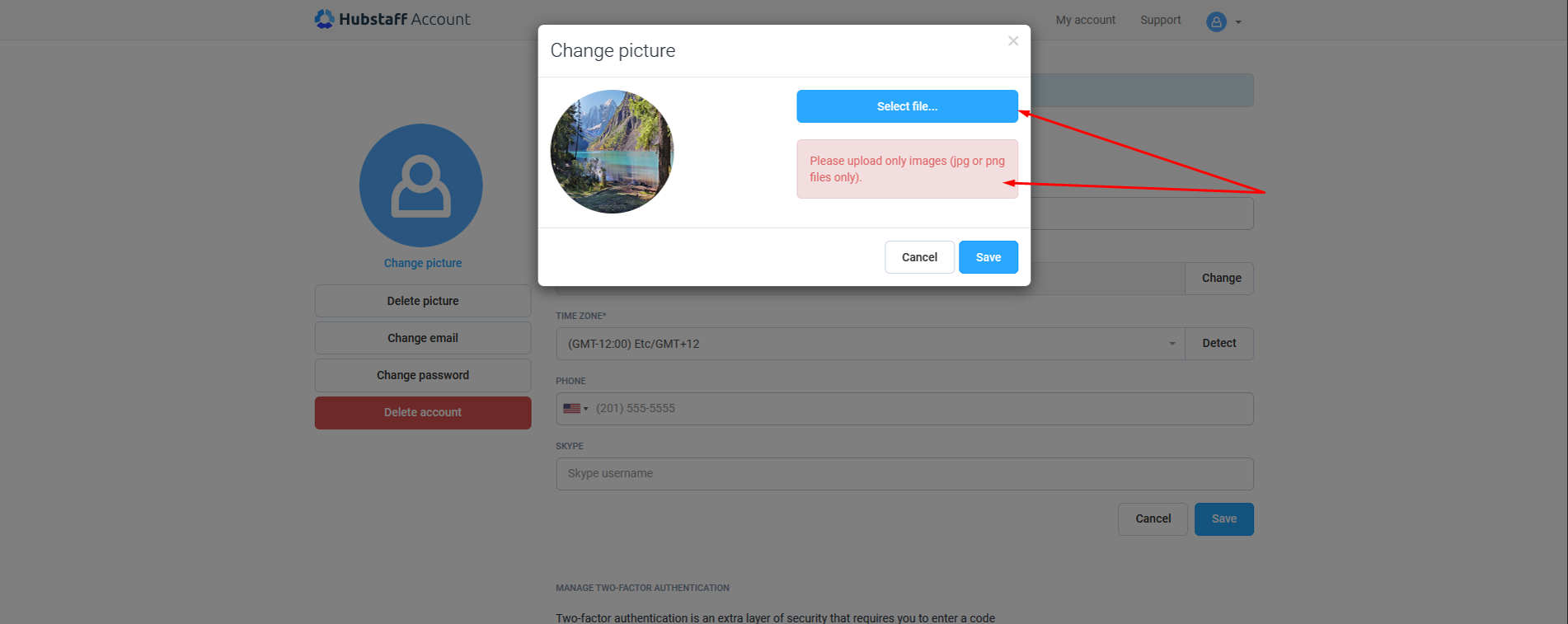 Erreur persistante après le chargement d’une nouvelle image de profil